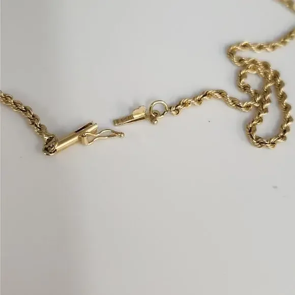 14k Yellow Gold Rope Chain Necklace 20in Classic Twist Link, Secure Barrel Clasp - Picture 10 of 11